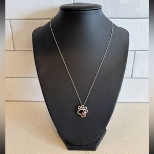 Sterling Silver 10k Gold Natural Diamond Accent Double Paw Print Necklace 925